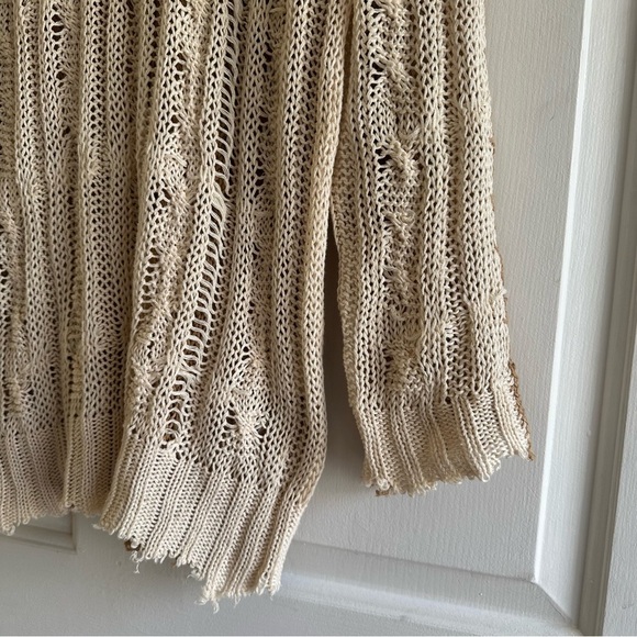 Andersson Bell Colorblock Perforated Fisherman Crew Neck Sweater Cream Sz Small - Picture 2 of 7